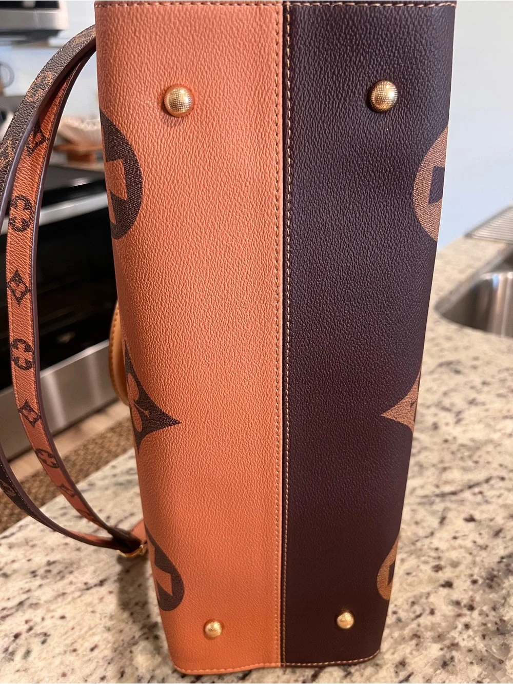Classic Brown Monogram Shoulder Bag - Designer-Inspired